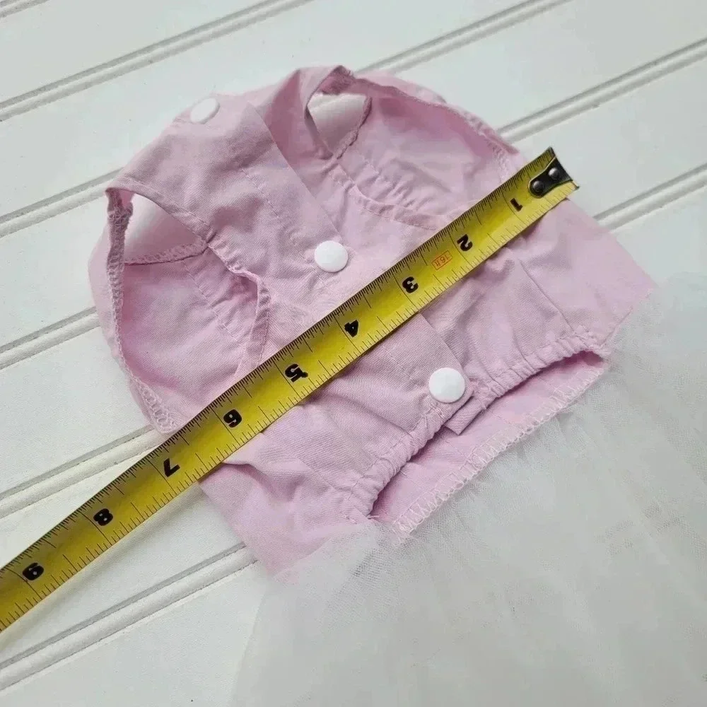 Set Of 2 Cute Bow Pet Dog Dress Harness Tulle Jean Blue Pink Bow Pink Sz M
